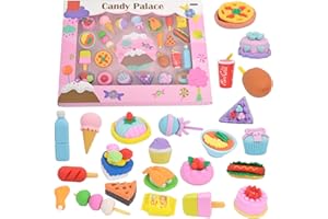 DoInFun Erasers Kids, Novelty Erasers Cute Pencil Erasers Mini Puzzle Rubber Erasers Boys, Girls, Students, Party Favors, Birthday Gift, Homework School Prize Rewards, Candy Food