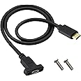 AAOTOKK USB Type C 3.1Panel Mount Adapter USB-C 3.1 10Gbps Male to USB C Female Panel Mount Screw Cable Supports Charging,Data,Audio,Video Cable (0.6M/2ft)