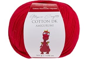 Utopia Crafts Amigurumi Cotton DK Yarn for Crochet and Knitting 50% Cotton, 50% Acrylic Blended, 50g (1, Red)