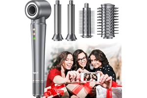 Bopcal Phon Capelli Ionico 5 in 1 - Air Styler 160000RPM Spazzola Asciugacapelli, Arricciacapelli Automatico, Spazzola Aria Calda con 500 Milioni Ionico per Crespo, Volumizzant, Liscio, Regali
