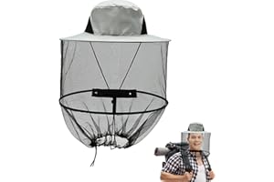 JAONLD Chapeau, Chapeau D'apiculteur de Tete Filet de Tête Anti Moustiquaire Ecran Insecte pour Hommes Femmes Pêche en Plein Air Camping (Gris)