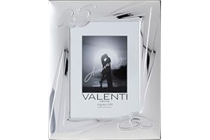 VALENTI & CO. Valenti&Co - Cornice Portafoto in Argento cm 13x18. Ideale Come Regalo per Nozze d'Argento - 25 Anni di Matrimonio o per Il venticinquesimo di parenti o Mamma e papà.