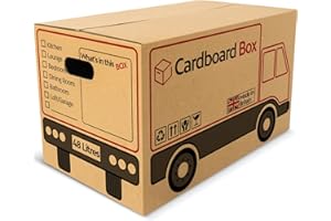 Neviland 15 Large Strong Cardboard Boxes Moving House Packing Box 53cm x 30cm x 30cm 48 Litres with Carry Handles and Room List