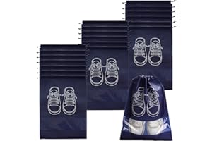 WOOKIT 10PCS 20PCS Sac à Chaussures de Voyage, Ensemble de Sacs à Chaussures en Molleton imperméable et Anti-poussière, avec fenêtre Transparente et Cordon de Serrage (17x12)