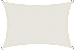 HAIKUS Tenda a Vela Impermeabile Rettangolare 3x5 m, Protezione Raggi UV 98%, Telo Ombreggiante 5x3 Impermeabile, Tenda da Sole per Esterno Giardino Terrazzo, Bianca beige