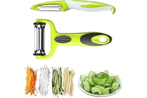 Éplucheur Multifonctions, 2 Pièces Econome Legumes, Éplucheur Droit Éplucheur, Epelucheur Spaghetti, Acier inoxydable,Vert, Noir, Blanc