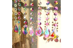 EXIN DECHEN 6 sztuk kryształowych zawieszek na okno, łapacz słońca, kryształowe kryształki, tęczowe łapacz słońca, dekoracja okienna, wiszące kryształki, do ogrodu, do domu, biura, dekoracja ogrodu