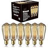 Edison Light Bulbs - Woowtt 6 Pack Classic Antique Bulb Style - Amber Warm - Dimmable - ST64 60W
