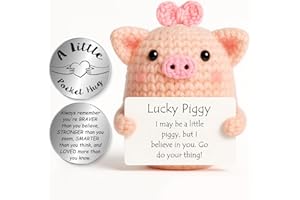 Tixlux Lucky Piggy Gifts, Handmade Positive Cute Knitted Pig Doll, with Pocket Hug Lucky Charm, Good Luck | Emotional Support | Get Well Soon | Christmas | Birthday Gifts for Women Men Kids (Silver Ⅳ)