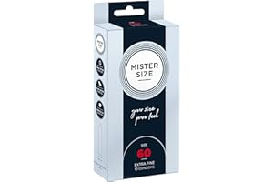 MISTER SIZE Préservatifs vraiment délicats 60 mm en paquet de 10 / extra fins, extra humides/en latex de caoutchouc 100% naturel dans votre taille XL/sensation naturelle en paquet de 10