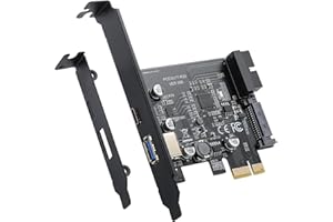 YBBOTT PCI-E 1X zu USB 3.0 Erweiterungskarte, USB3.1Gen1 5Gbps Erweiterungskarte vorne, Typ C+Typ A+USB 3.0 19Pin Multi-Port-Karte, unterstützt Windows 10/8/7/Linux