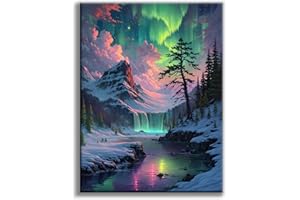 OFFITO ART Diamond Painting Erwachsene Aurora, Polarlicht 5D Diamond Painting Bilder, Landschaft Diamant-malerei Erwachsene, Natur Diamantmalerei-set für Geschenk, zur Entspannung und als Wanddeko 30x40 cm
