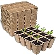 KAHEIGN 20Pcs Seedling Pots, 12 Grids 4cm Square Plant Seedling Pots Biodegradable Fibre Transplanting Pots for Plants Fruits Vegetables (16 x 12cm)