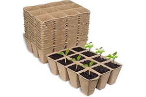 KAHEIGN 20Pcs Anzuchttöpfe Biologisch Abbaubar Pflanzentöpfe, 12 Gittern 4cm Quadratische Blumentöpfe für Pflanzen, Obst und Gemüse, Abbaubare Kindergartentöpfe (16 x 12cm)