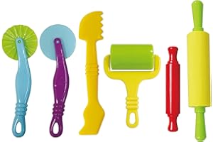 LEO & EMMA Attrezzi da modellismo per modellare la creta, 6 pezzi, robusti, accessori per modellare la creta, attrezzi per plastilina, giocattolo da cucina da usare con la creta da modellare (multicolore)
