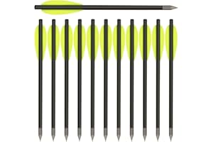 HUNTSPM 6.3" Frecce per Balestra a Pistola in Carbonio Frecce da Caccia Mini Bulloni per Balestra per 50-80lbs Pistola Balestra Precisione Tiro al Bersaglio Pratica Piccola Caccia