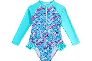 WYTbaby Maillot de bain une pièce sirène à manches longues pour filles de 3 à 8 ans