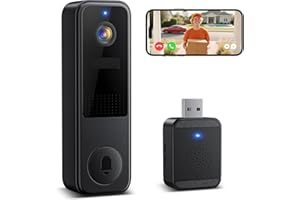Belleye 2K Sonnette sans Fil avec Caméra, 2,4G WiFi Sonnette Vidéo sans Fil Extérieure Étanche, Détection Mouvement PIR,Stockage Cloud Uniquement,Audio Bidirectionnel,Vision Nocturne