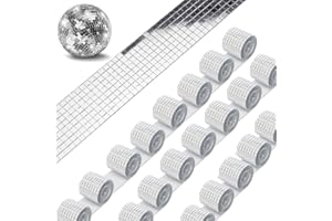 WOOLUCK® 20 rotoli/32000 pezzi Mini Specchio Mosaico Vetro,Mosaico Specchio Autoadesive Quadrate, per DIY, Palla da Discoteca, Cucina, Bagno, KTV (Argentato)