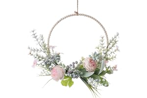 LOMOHOO träpärlekrans, vårkrans av konstgjorda blommor