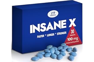 INSANE X - 30 Extra Strong Pills for Men UK - Natural Fast-Acting Ginseng Tablets for Men - for Enhanced Performance