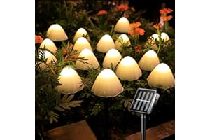 ZVO Guirnaldas Luminosas Solar, 12 LED Cadena de Luces Champiñón Solares Exteriores, 8 Modos Impermeable Forma linda de Seta Adornos para Jardín Balcón Terraza Navidad Decoracion (Blanco Cálido)
