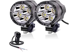 YnGia Motorcycle Fog Spot Lights 12V 24V, Universal Motorcycle Auxiliary White Led Driving DRL Lights Strobe for Motorbike ATV SUV Truck Boat Quad Scooter Car Bike