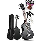 Fourtune Nova UKS-21BK G&uuml;l Ağacı Siyah Soprano Ukulele Seti (Siyah)