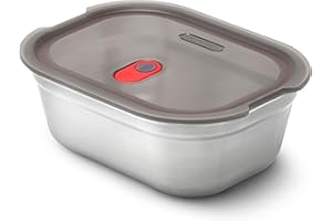 BLACK + BLUM Microwavable Stainless Steel Lunch Box | Multi-Function, Vacuum Sealed Container for Healthy Food | Portable and Stackable Food Storage for Office and Outdoor | 30 oz / 900ml