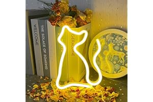 ‎UEXNKJ-Y UExnkj-Y Cat Yellow Neon Light Cat Neon Light LED Cat Sign USB/Battery Powered Neon LED Sign Neon Christmas Bar Room Party Decoration Cat Neon