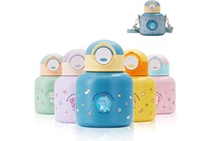 Autsel Borraccia Termica Bambini con Cannuccia 500ML Borraccia Acciaio Inox Senza BPA Bottiglia Termica per Bambini Isolata a Prova di Perdita per Campeggio Scuola Asilo