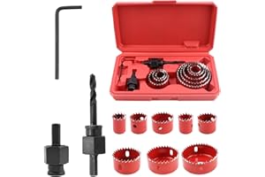 TYBYBB Zestaw pił otworowych 19-64 mm, do drewna, 11 sztuk, otwornica ze stali węglowej, wiertło do precyzyjnych otworów w drewnie miękkim, płycie PVC i tworzywie sztucznym