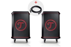 Teufel ROCKSTER Stereo Set Großer Bluetooth Lautsprecher - Mobiles Event Sound System mit Rollen, 450 W, mit Langer Akkulaufzeit, 2-Kanal DJ-Mischpult, Powerbank-Funktion, Robust Party Speaker