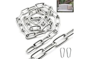 SWTYExt Heavy Duty Chain 304 Stainless Steel Chain 5 MM 1 Metre Metal Chains Link Chain with Carabiner Thick Chain for Gate Padlock Outdoor Lifting Hanging Swing Chain Bike Cycle Lock Pet Chain