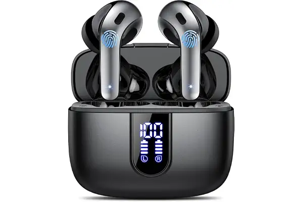 Auriculares Inalámbricos Bluetooth, Auriculares Bluetooth 5.3, 4 Mic con Reducción de Ruido ENC, 50H con Graves, Cascos Inalambricos Bluetooth IP7 Impermeable, Carga Rápida USB-C, Ajuste Cómodo