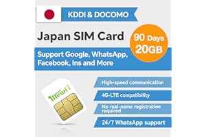 MEWFI Japan SIM Card 90 Days 20GB – Prepaid SIM for Unlocked Phones – Easy Activation, Works with Google, Instagram, Twitter – 4G Data-Only, No Calls or Texts (90 days 20GB)