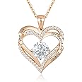 CDE Necklaces for Women 925 Sterling Silver Love Heart Pendant Birthstone Rose Gold Necklace Jewellery Gifts for Mum Her Wife Girlfriend Anniversary Birthday Mothers Day