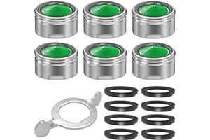 QEIHITYO M24 Mousseur Robinet, 6 Pièces Mousseur Robinet Cuisine eau en Acier Inoxydable avec Filtre ABS, Filtration à Économie D'eau Aérateur de Robinet Avec 8 Rondelles et 1 Clé de Montage Incluses