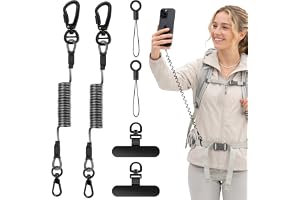 MoKo 2-pack antistöld telefonsnodd med infällbar stållinje | Låsbar anti-drop telefonrem med 360° spännflik för utomhusaktiviteter