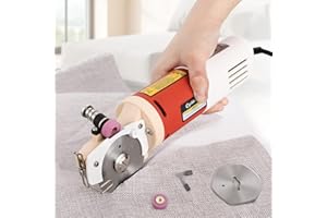 CGOLDENWALL YJ-65 Ciseaux Électrique Tissu Coupe-Tissu Épaisseur de Coupe Maximale 22mm Diamètre Lame 65mm avec Fonction d'Affûtage Automatique 2400 tr/min pour Textile / Cuir / Papier 220V CE