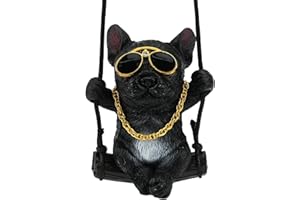 MIGIFTDY Zawieszenie lusterka wstecznego pojazdu, ozdoba do samochodu, akcesoria do wnętrza samochodu, kreatywny buldog, lusterko samochodowe do zawieszenia, zawieszka na lusterko samochodowe (czarna)