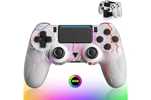 JIBHZIE Mando para PS4, Mando compatible con PlayStation 4/Pro/Slim/PC, Mando de repuesto PS4 compatible con vibración dual/giroscopio de 6 ejes/luz RGB/1000 mAh