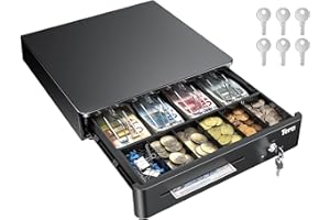 Tera Cash register drawer chest with 4 banknote and 6 coin cash tray for POS system, removable compartment, 12V, RJ12 key lock, multimedia slot for shops and companies, 330R