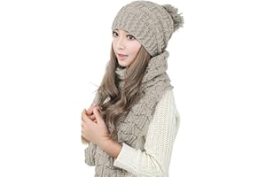 AISHNE Winter Mütze Schal damen set warme Gestrickt Beanie mit pom Frauen Mädchen wolle