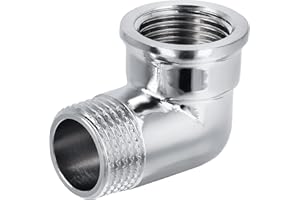 HYDROBIL Gomito in Ottone Cromato 1/2" BSP (18,6mm) Femmina x 1/2" BSP (21mm) Maschio, Raccordo Idraulico per Tubi d'Acqua, Raccordi Connessioni Filetatti, 10 Bar, Temp. Max. 95°C