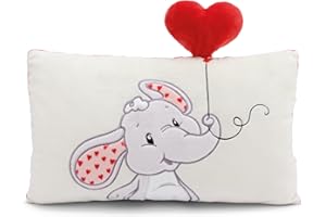Kissen Love Elefant 43x25cm beige - Flauschiges Kuscheltierkissen für Jungen, Mädchen, Babys und Kuscheltierliebhaber: ideal für Zuhause, Kindergarten oder unterwegs
