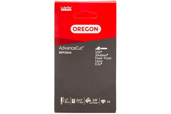 Oregon 90PX044E AdvanceCut 3/8" Lågprofil Delning, .043" (1,1 mm) Chamfer Chisel Motorsågskedja för 30 cm (12") Svärd – 44 Drivlänkar – Kompatibel med Sthil och Fler