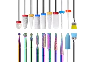 Homeet 20 Pcs Broca Manicura Kit Profesional Fresas Torno para Uñas Pulidor de Uñas Limas Eléctricas Cerámica Taladro de Uñas 3/32" Fresas Torno Manicura para Manicura, Pedicura, y etc.
