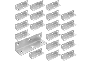 ASelected 22 Stücke Winkelverbinder Edelstahl 100 x 25 x 25 mm, Eckwinkel Edelstahl 25x25 mm, Winkel Metall 90 Grad zum Befestigen und Reparieren von Möbeln, Verstärkungsfuge, Silber