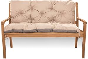 SETGARDEN Coussin de banc 2 ou 3 places, coussin pour balancelle de jardin, coussin de canapé, gardin, coussin de banc d'intérieur, coussin pour banc d'extérieur (110_x_60_x_50_cm, Beige)